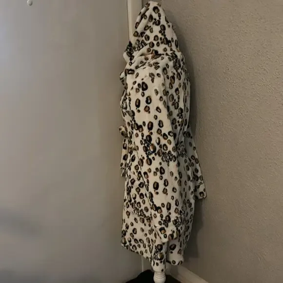 Joe Boxer Hooded Animal Print Robe Tie w/Belt M Sleepwear Cozycore Print College - Picture 4 of 9